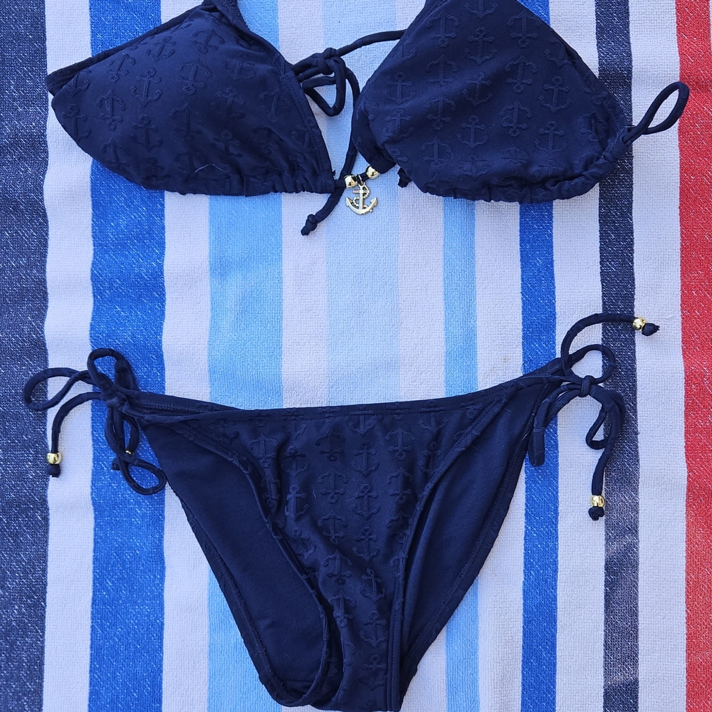Dark Blue Anchor Bikini Set
